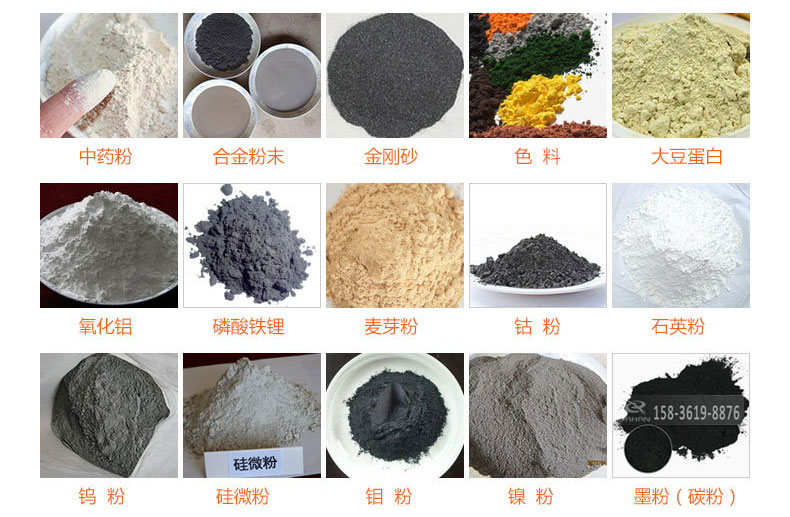 氣體保護(hù)超聲波振動(dòng)篩的行業(yè)應(yīng)用：中藥粉，合金粉末，金剛砂，色料，大豆蛋白，氧化鋁，磷酸鐵鋰，麥芽粉，鈷粉，石英粉，鎢粉，硅微粉，鉬粉，墨粉。