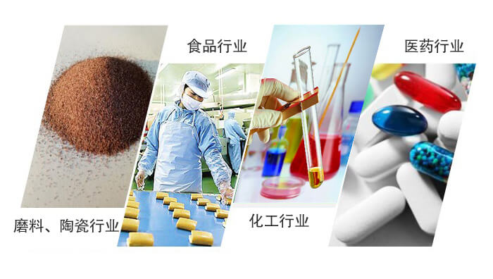 圓形旋振篩適用行業(yè)：磨料，陶瓷行業(yè)，食品行業(yè)，化工行業(yè)，醫(yī)藥行業(yè)。